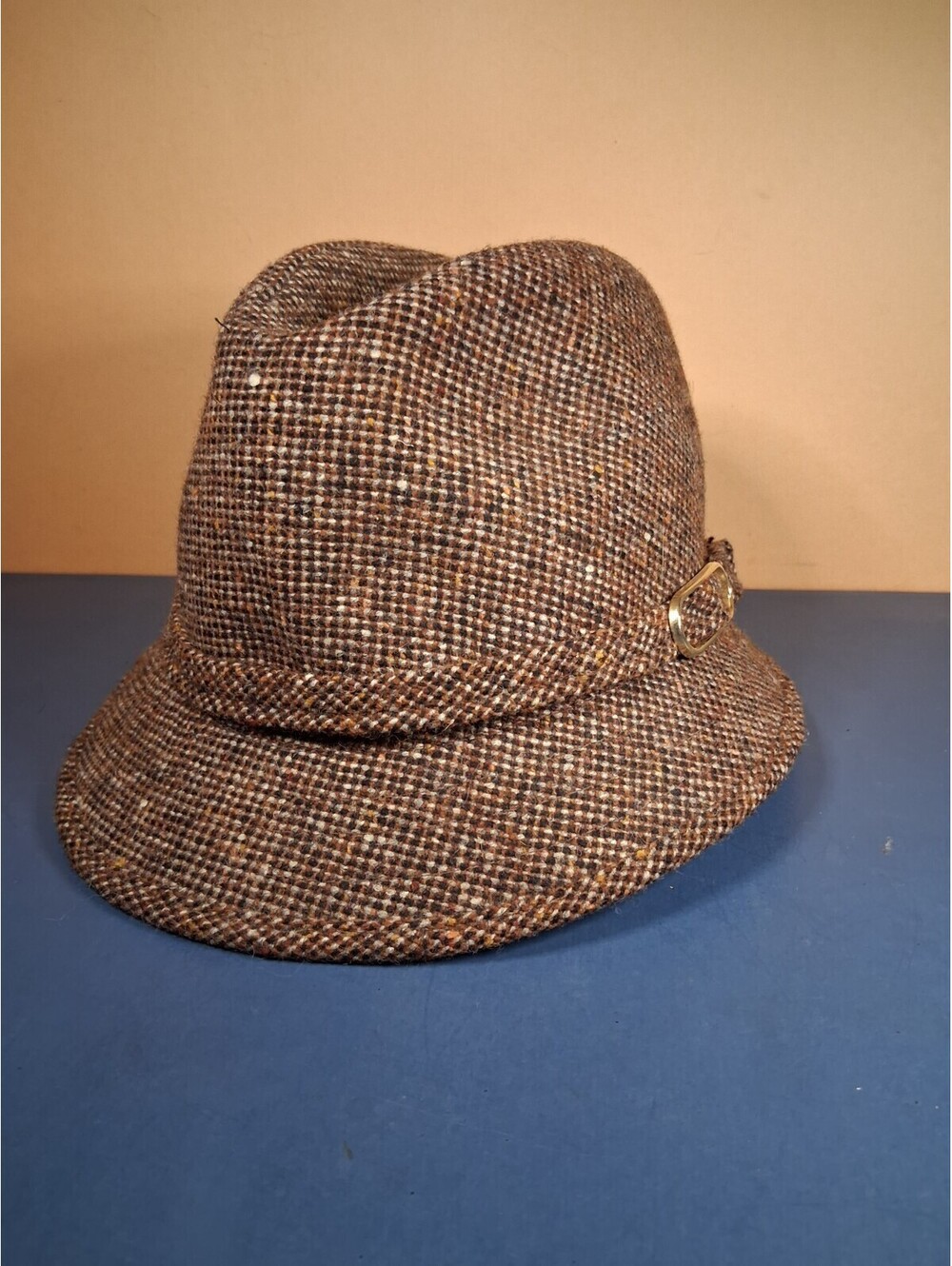 VTG 6 7/8 Biltmore Glen Eske Donegal Tweed Fedora Hat Brown Wool Made in Canada